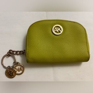 Anne Klein leather Lime Green Coin Pouch with Gold Accents